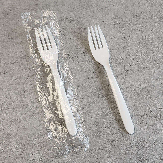 이로울생활 일회용 포크 화이트 개별포장, 1개, 100개입