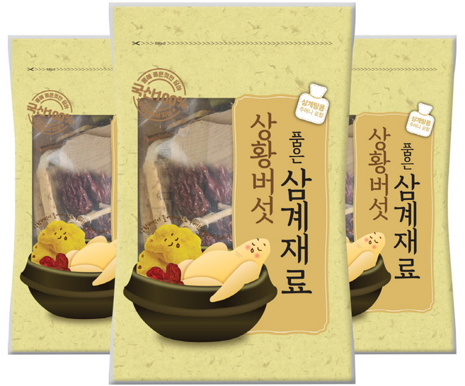 올바른상회 상황버섯 품은 삼계재료, 3개, 100g