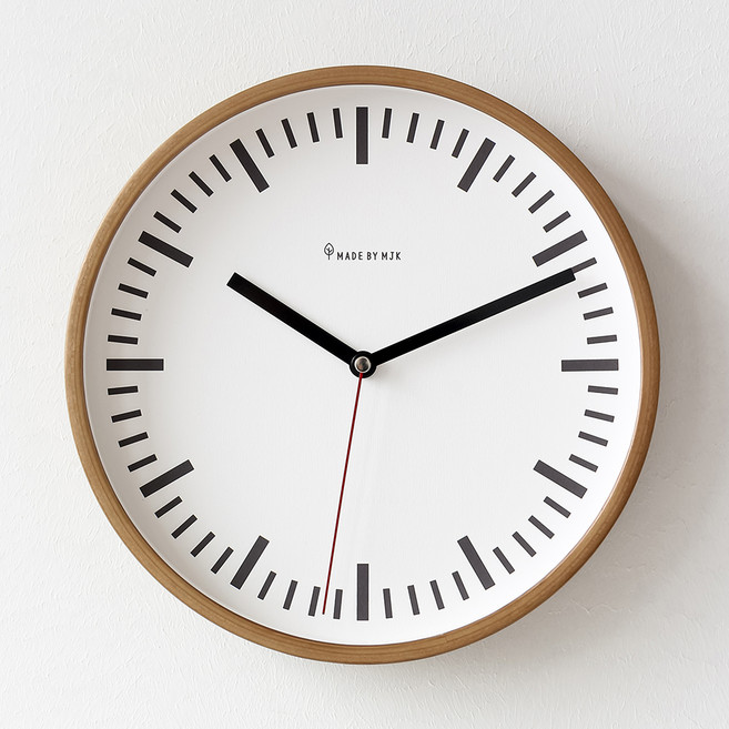 MJK 255 레트로 우드 벽시계, 연브라운
