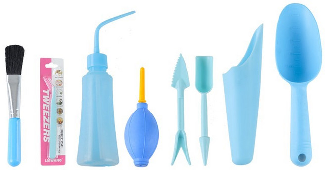 가든툴 21 다육이용 일본식 8종 세트 블루, 1세트