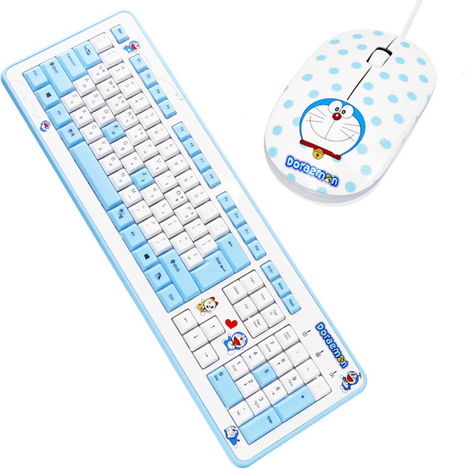 레토 도라에몽 유선 키보드 마우스세트 페이스, 키보드(DK603), 마우스(DM208), 혼합색상