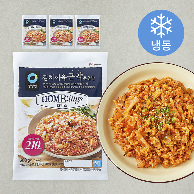 청정원 호밍스 김치제육 곤약볶음밥 (냉동), 200g, 4개