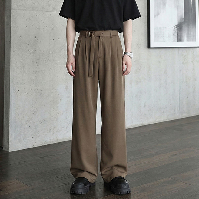 닷이프 남성용 라이트 벨티드 핀턱 슬랙스 D263-0418