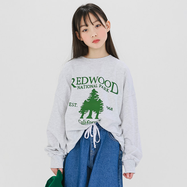 제니 아동용 오버핏 레드우드 맨투맨 JN1048M