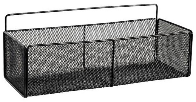 모나코올리브 모던 철제 철망바스켓 안심 선반 중, 블랙, 1개