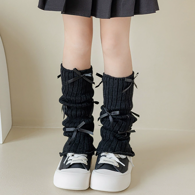 비단길 더빌 리본 골지 레그워머