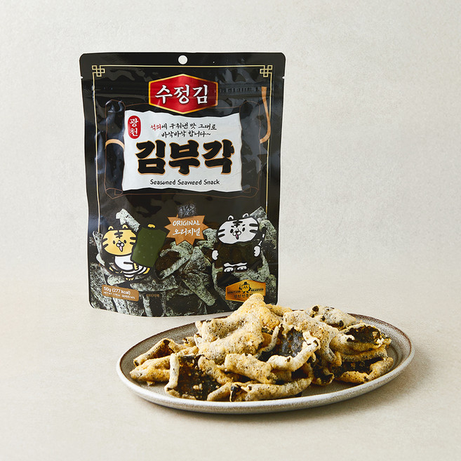수정김 석쇠에 구워낸 맛 그대로 광천 김부각 오리지널, 2개, 50g