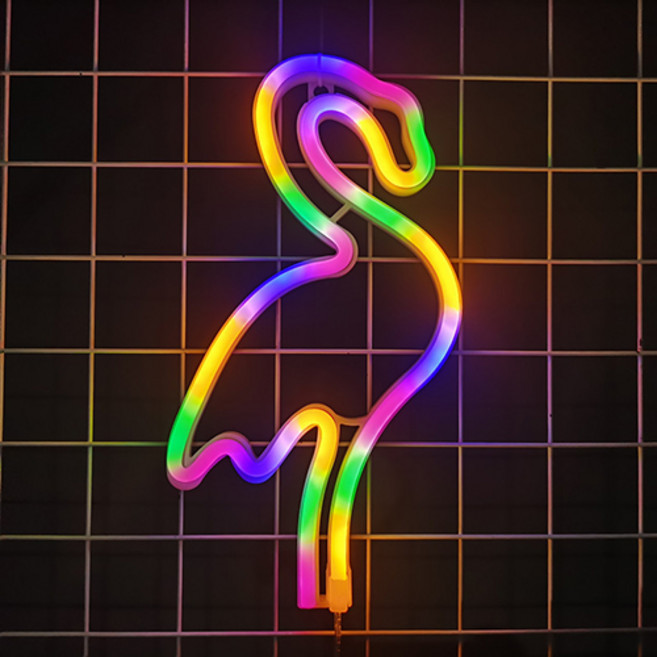 나비다 컬러 라인 홍학 네온사인, 레인보우