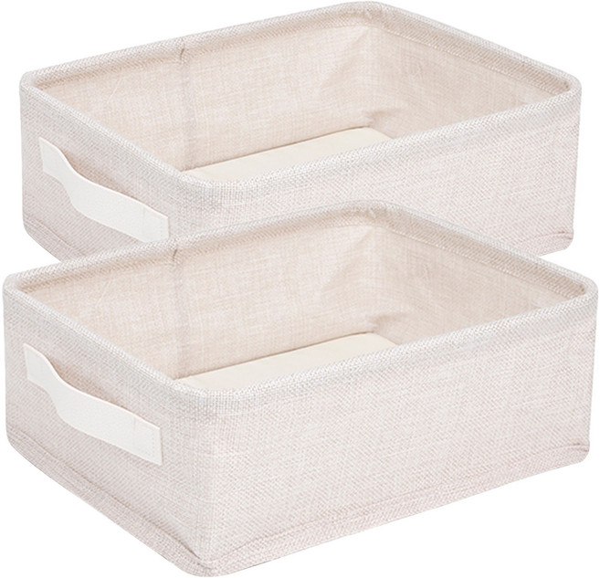 하늬통상 패브릭 다용도 사각바구니, 베이지, 2개