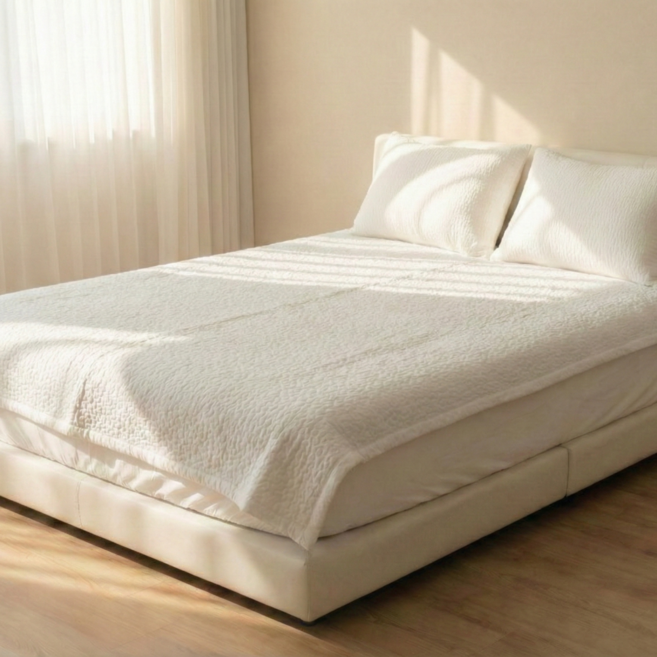 60수 아사 순면 피그먼트 워싱 이불 겸 패드 스프레드, 화이트