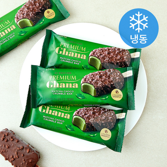 롯데웰푸드 프리미엄 가나 아이스 말차 초코 크럼블바 (냉동), 4개, 1개입, 80ml