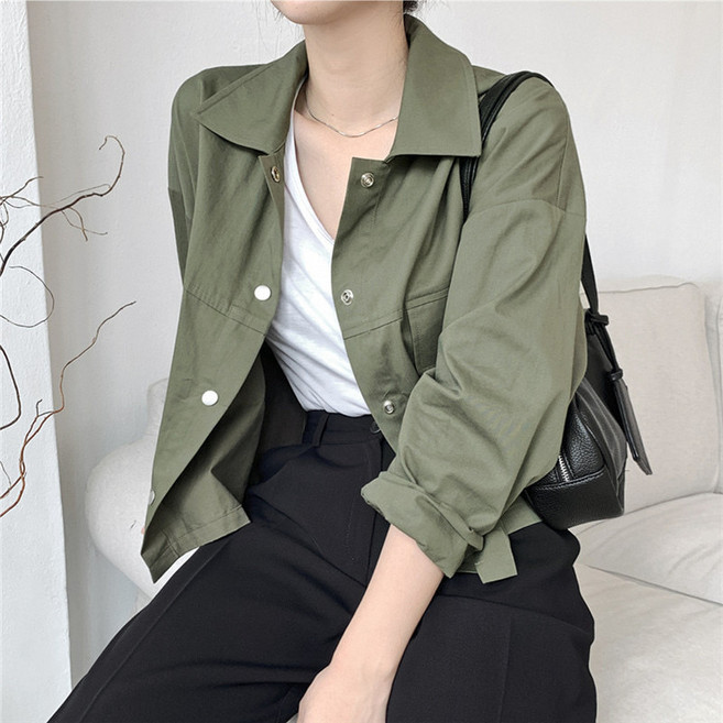 I'M MONG 女款Bicia翻領鈕扣日常短版夾克