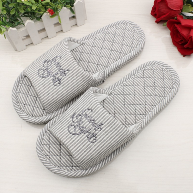 노크노크 3중쿠션 층간소음방지 면 실내화, 1세트, 그레이 굿나잇