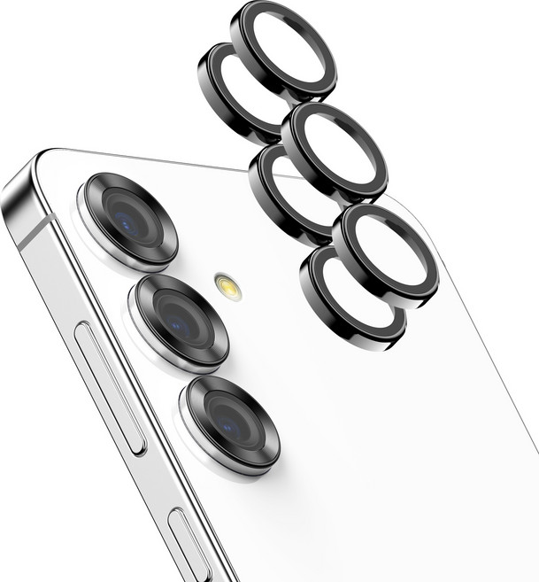 케이맥스 카메라 보호필름 렌즈 개별 프레임 메탈 링 쉴드 보호 강화유리 블랙 2p 세트, 1세트