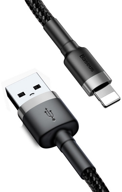 베이스어스 카풀 USB-8핀 아이폰 라이트닝 고속충전 케이블, 2m, 그레이블랙, 1개