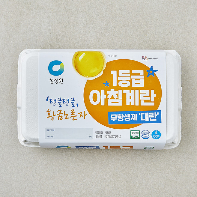 청정원 무항생제 인증 1등급 아침대란 780g, 1개, 15구