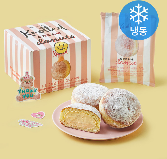 노티드 복숭아 요거트 도넛 (냉동), 100g, 1개, 3개입