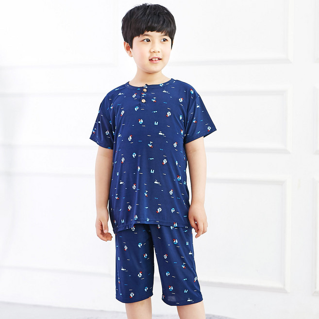 키즈라인 아동용 냉감 통기성 오션 잠옷 반팔 상하세트