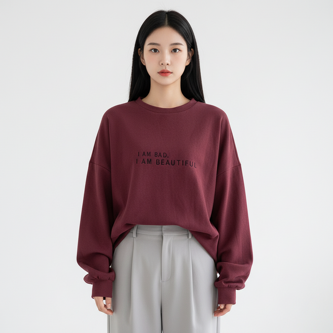 Marketpia 女性字母印花寬鬆版長袖大學T