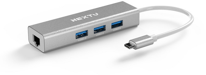넥스트유 USB-C to USB 3.0 x 3 + LAN 허브 랜카드, NEXT-TC414LAN, 1개