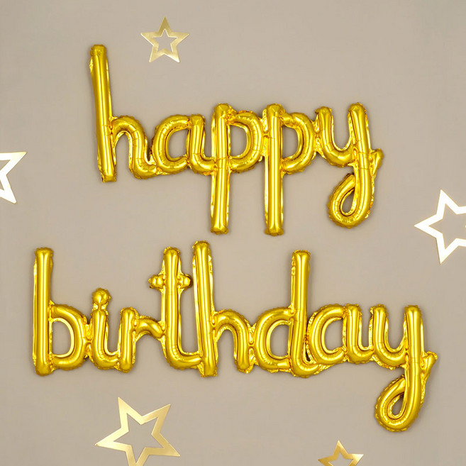 파티팡 happy birthday 이니셜 은박풍선 세트, 골드, 3세트