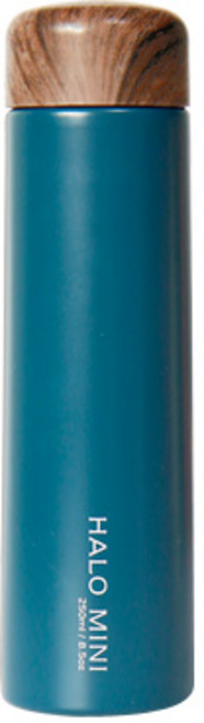 PUKO Halo仿木紋蓋迷你保溫瓶, 藍色, 250ml, 1個