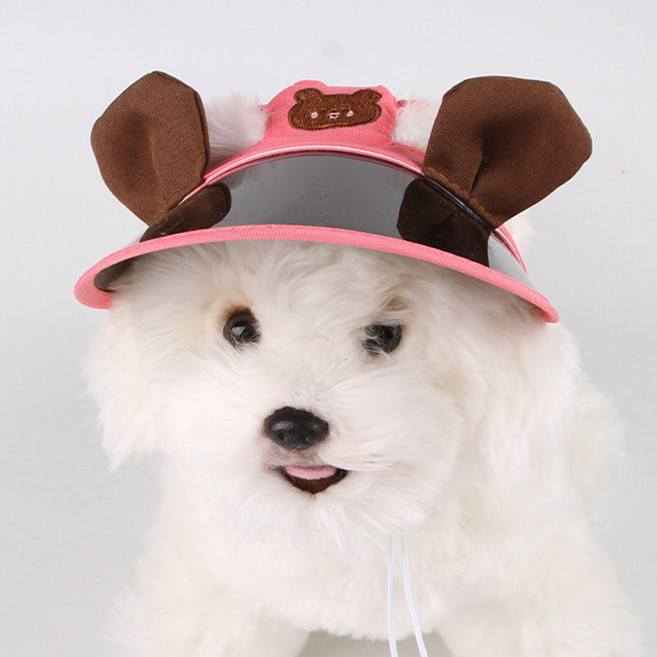 딩동펫 반려동물 곰돌이베어 썬캡, 핑크, 1개