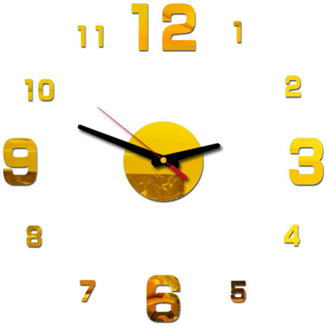 라이프투비 붙이는 무소음 아크릴 벽시계, 골드