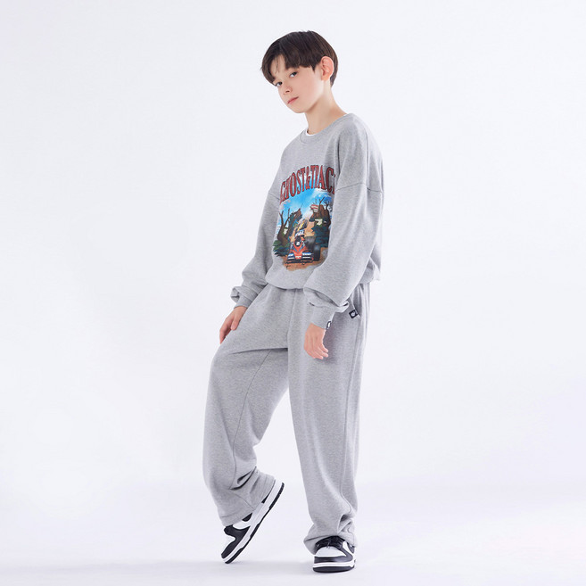 고스트리퍼블릭 아동용 레이스 트랙 빈티지 프린팅 기모 맨투맨 트레이닝 셋업 JTS-J14645