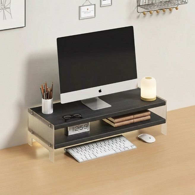 더플로우커머스 데이톤 밸런스 아크릴 데스크 스탠드 모니터 받침대, 블랙 2단