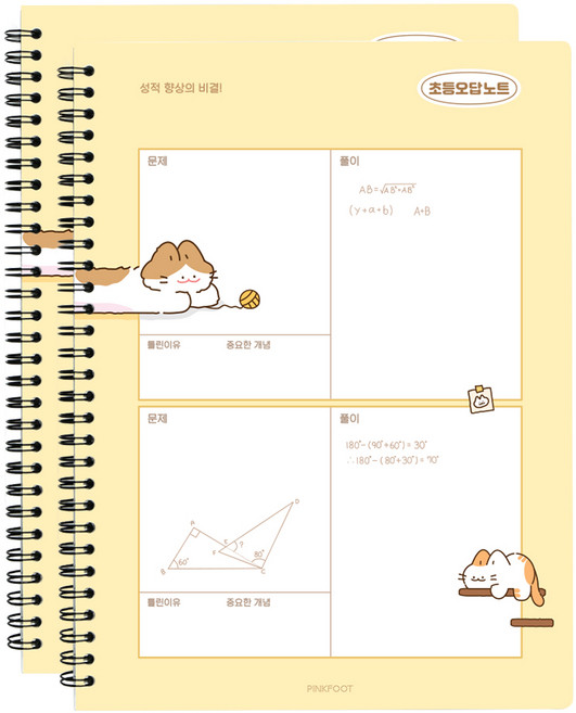 핑크풋 3000 냥냥 초등 오답노트, 옐로우, 2개