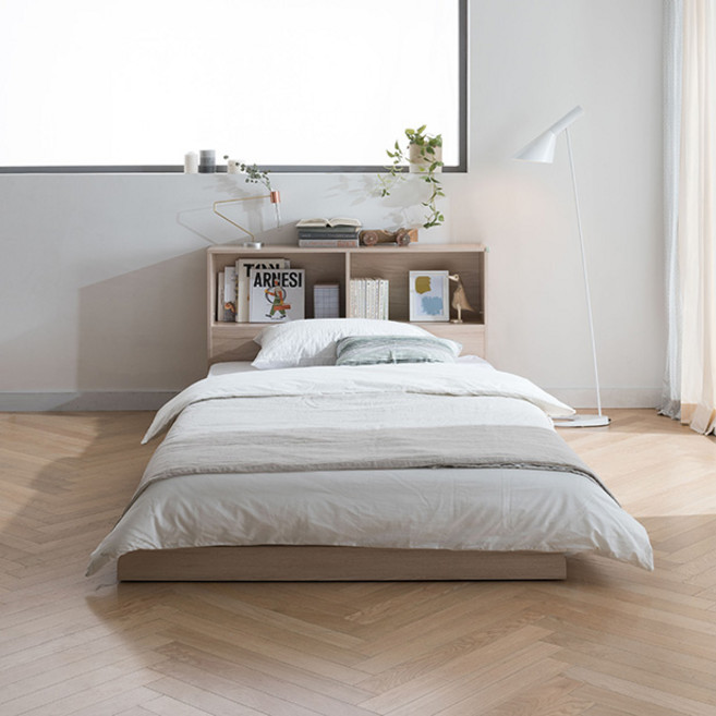 리바트 뉴트 수납헤드형 저상형 침대 프레임 단품, 오크