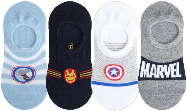 마블 남아용 미끄럼방지 덧신 4종 세트