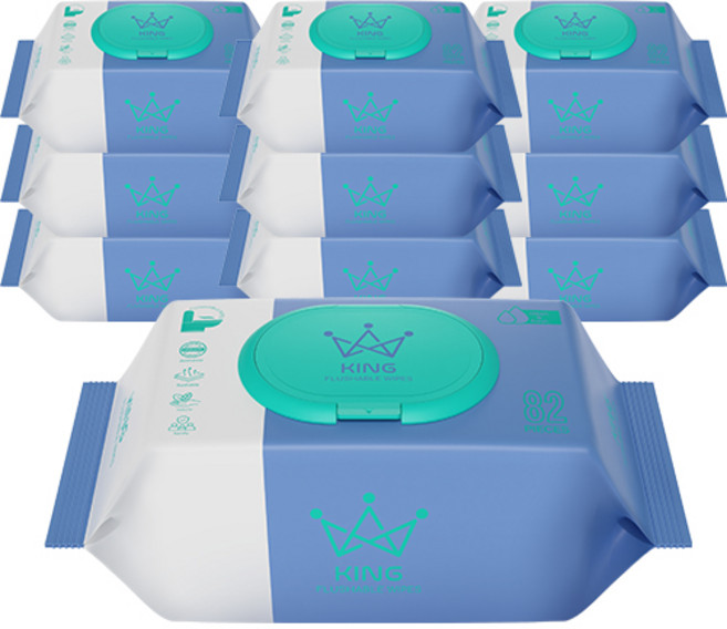 킹물티슈 소프트터치 저자극 비데물티슈 캡형, 60g, 82개입, 10개