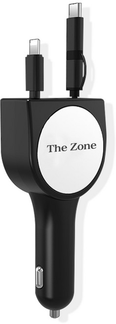 더존 차량용 릴타입 멀티고속충전 시거잭, 블랙, TZ-QCC20