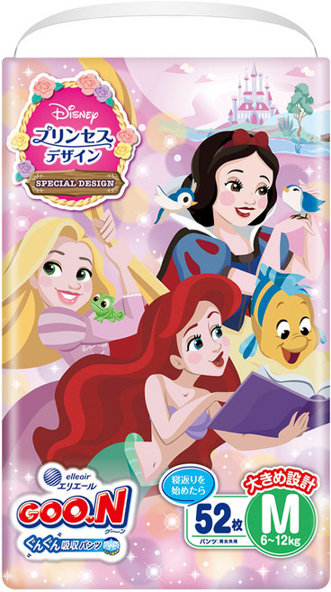 GOO.N 大王 日本境內版 迪士尼公主紙尿褲/尿布 6~12kg, M, 52片