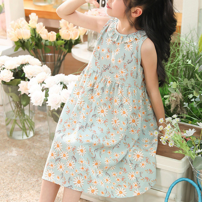 우주아이 여아용 여름정원 민소매 원피스