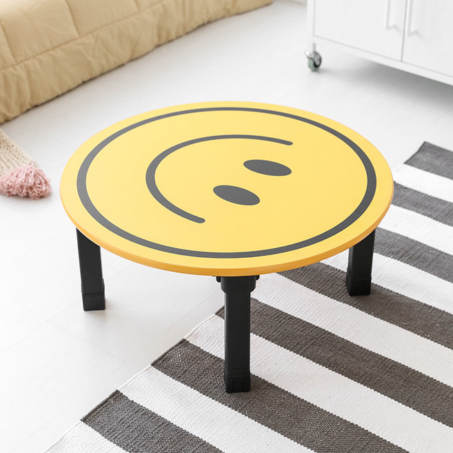 마켓비 HOMATO 좌식테이블 라운드 D60, 옐로우스마일