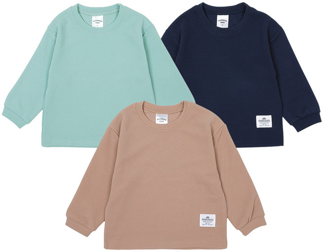 레인보우키즈 아동용 마일드 파스텔 긴팔 티셔츠 3종 세트