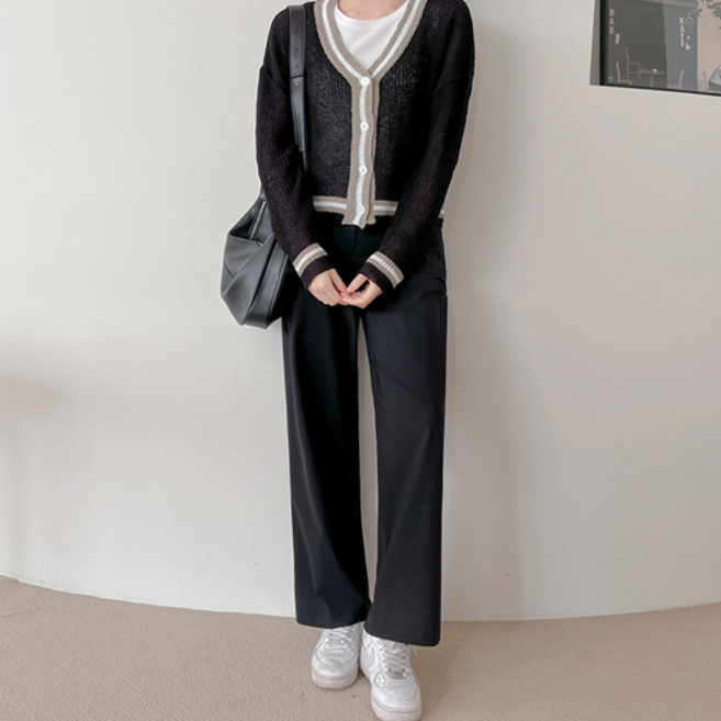 로미스토리 여성용 냉감 통기성 히든밴딩 와이드 슬랙스