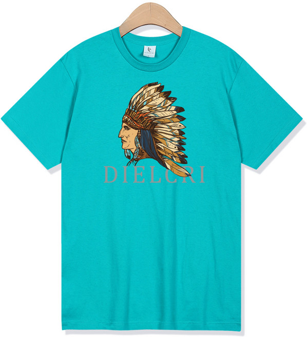 디엘크리 남여공용 통기성 인디언 어센틱 로고 17수 반팔 티셔츠