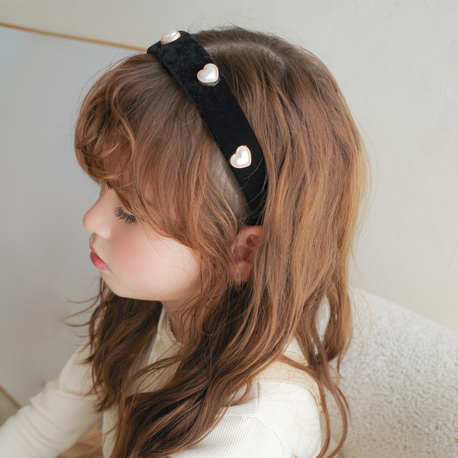 채니봉봉 진주 하트 벨벳 머리띠