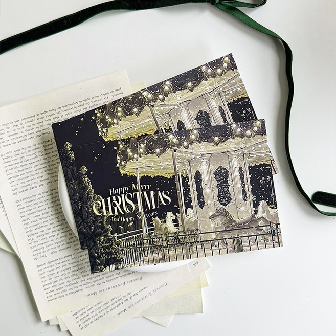 베스트팩 크리스마스 윈터 글로우 포토카드, 화이트 캐럴, 30개