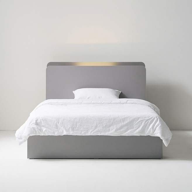 도모 엘로라 LED 3단 수납형 침대 프레임 단품 방문설치, 그레이