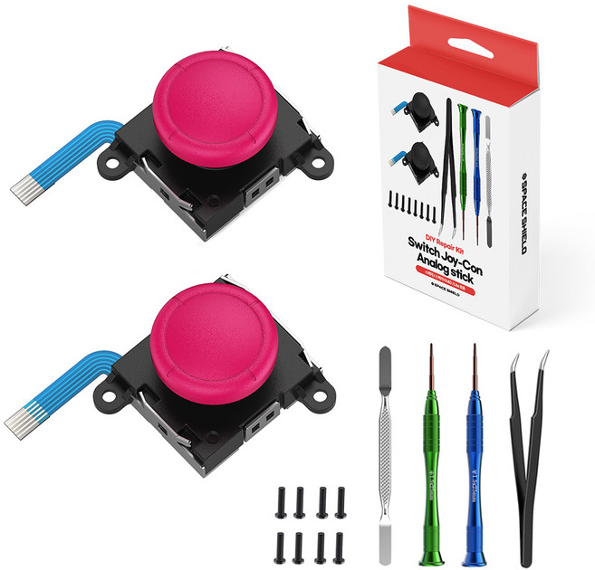 스페이스쉴드 닌텐도 스위치 / OLED / 조이콘 아날로그 스틱 프리미엄 수리 공구 세트, 레드, 1세트