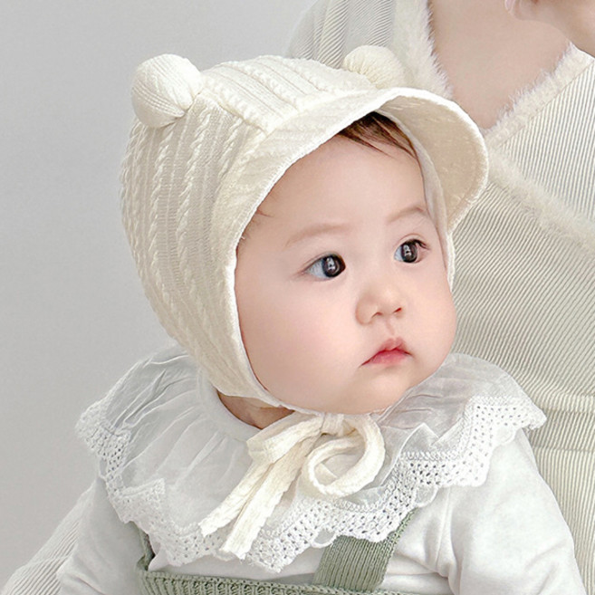 우주아이 신생아용 몽글방울 얌체캡 아기모자