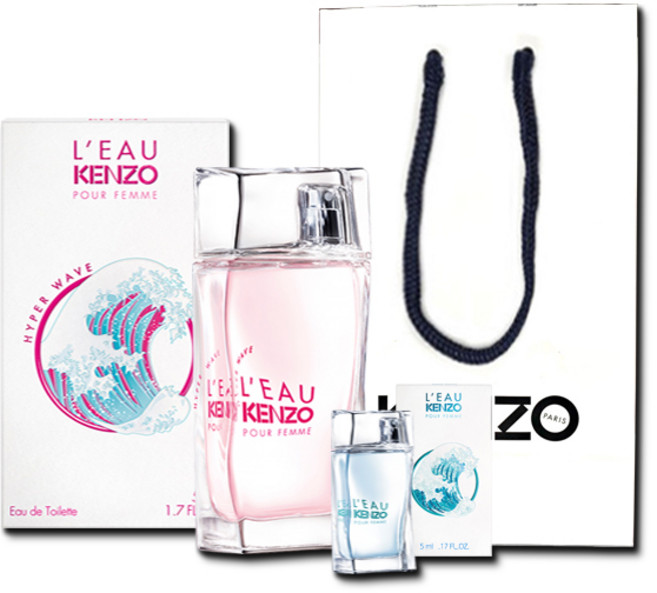 겐조 하이퍼 웨이브 뿌르 팜므 오드 뚜왈렛 EDT 50ml + 로 겐조 뿌르 옴므 5ml + 쇼핑백 세트, 1세트