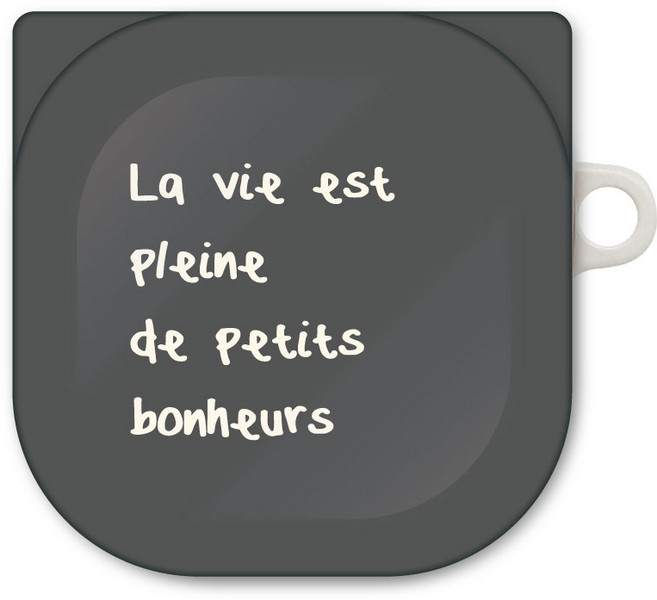 프루그나 디자인 심플레터링문구 갤럭시 버즈 프로 / 버즈 라이브 / 버즈2 케이스, 인생은 작은 행복들로 가득차있다 그레이