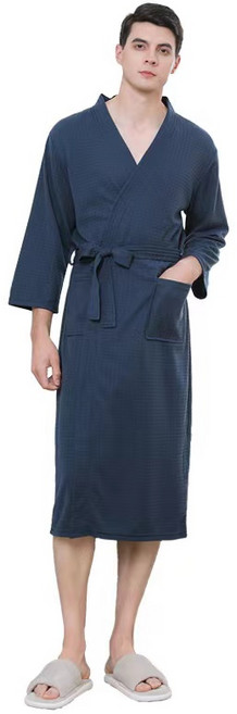 원이네 커플 와플 샤워 가운 XL, 네이비, 1개