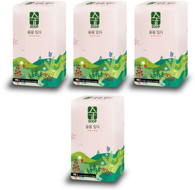 숲기저귀 밴드형기저귀 유아용 40p x 4팩, 160매, 대형(L)